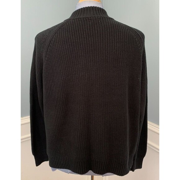 J Crew Mock Neck Sweater Mens XL Long Sleeve Knit Black Cotton Pullover - Picture 3 of 8